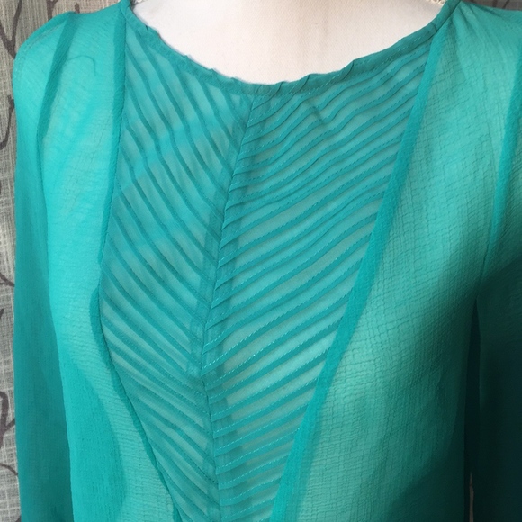 Kimchi Blue sheer turquoise blouse - Picture 2 of 8